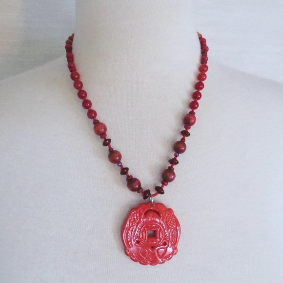 NWOT New OOAK New Red Pendant Necklace - Picture 2 of 5